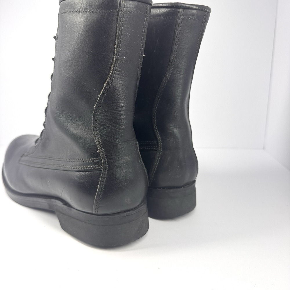 Biltrite Vintage Black‎ Leather Lace Up Combat Boots Side Zip Steel Toe 9E - Picture 9 of 12